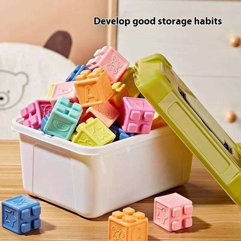 Blocs Empilables en Silicone Doux – Jouet de Préhension à Mâchouiller pour Bébés de 6 à 8 Mois et Jeu de Construction pour Tout-Petits de 1 à 3 Ans