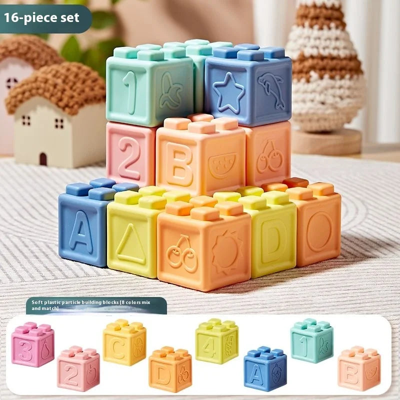 Blocs Empilables en Silicone Doux – Jouet de Préhension à Mâchouiller pour Bébés de 6 à 8 Mois et Jeu de Construction pour Tout-Petits de 1 à 3 Ans