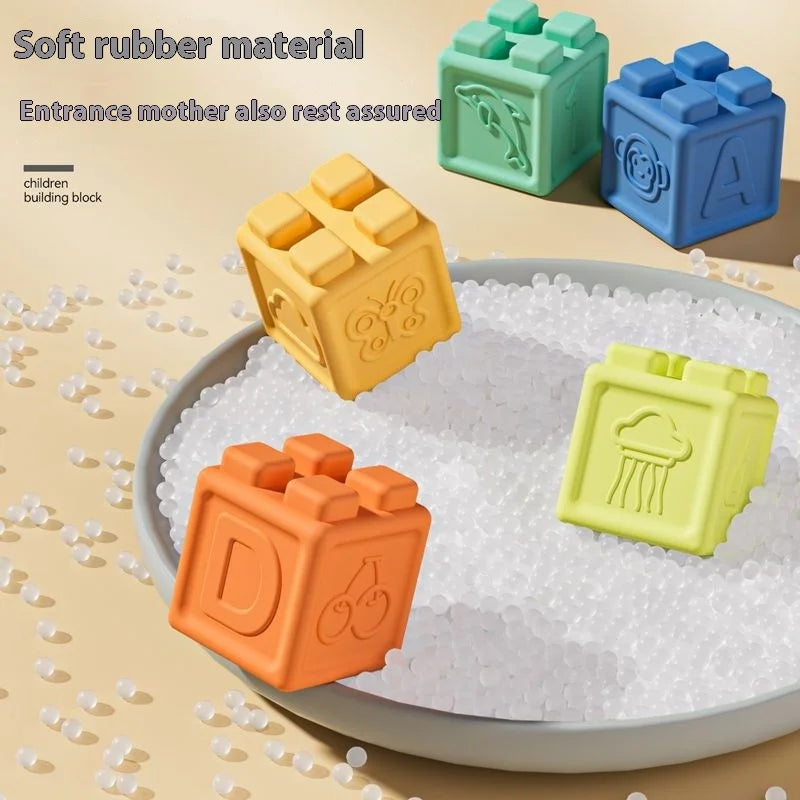 Blocs Empilables en Silicone Doux – Jouet de Préhension à Mâchouiller pour Bébés de 6 à 8 Mois et Jeu de Construction pour Tout-Petits de 1 à 3 Ans