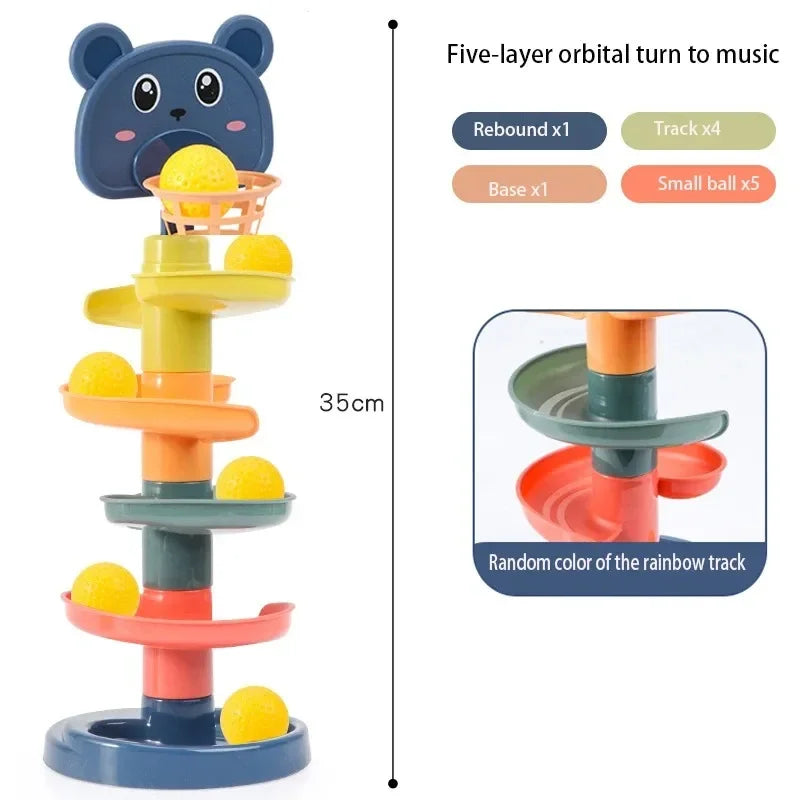 Interactive Ball Tower Educational Toy with Rolling Balls