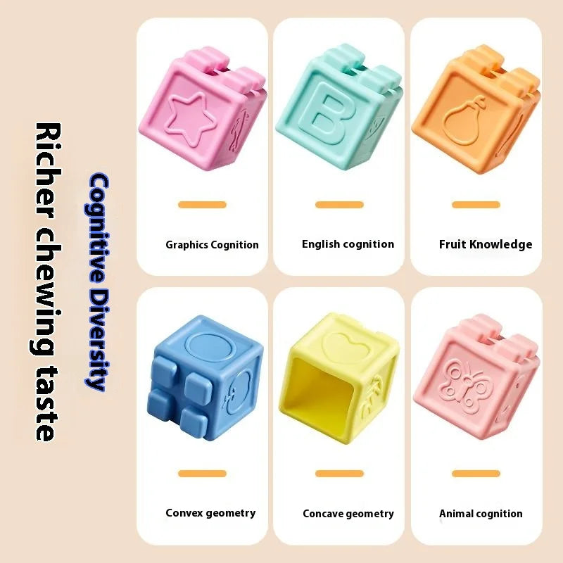 Blocs Empilables en Silicone Doux – Jouet de Préhension à Mâchouiller pour Bébés de 6 à 8 Mois et Jeu de Construction pour Tout-Petits de 1 à 3 Ans