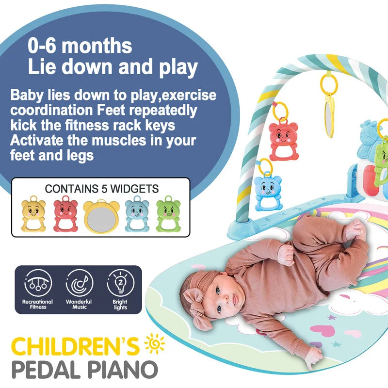 Tapis d'Éveil pour Bébé avec Piano à Taper – Jouet pour le Temps sur le Ventre, le Quatre Pattes et le Développement Sensoriel des Nouveau-Nés