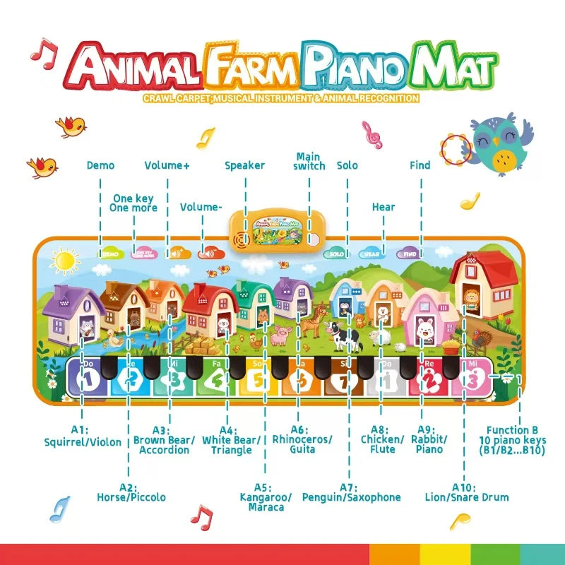 Interactive Piano Mat for Kids Musical Dance Toy LED Lights