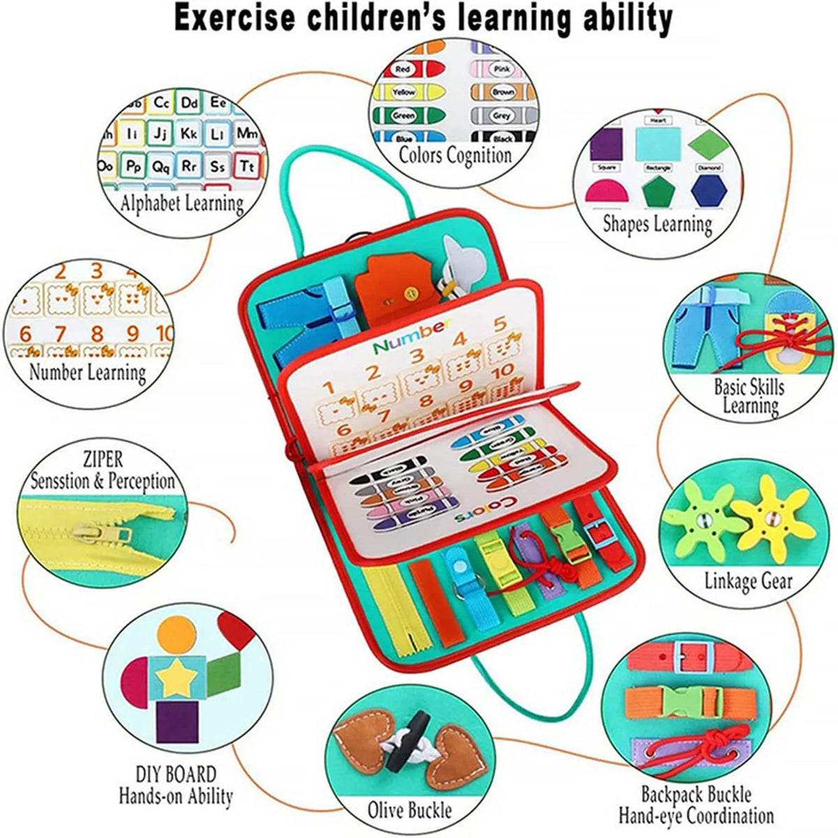 Planche d'Éveil Sensorielle pour Tout-Petits – Jouet de Motricité Fine et Cadeau d'Apprentissage Préscolaire