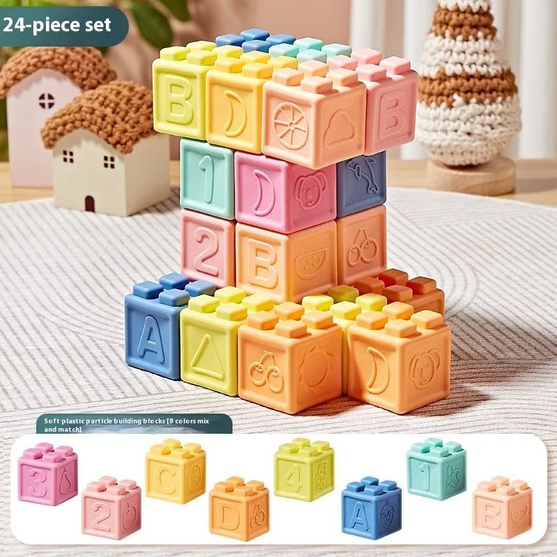 Blocs Empilables en Silicone Doux – Jouet de Préhension à Mâchouiller pour Bébés de 6 à 8 Mois et Jeu de Construction pour Tout-Petits de 1 à 3 Ans