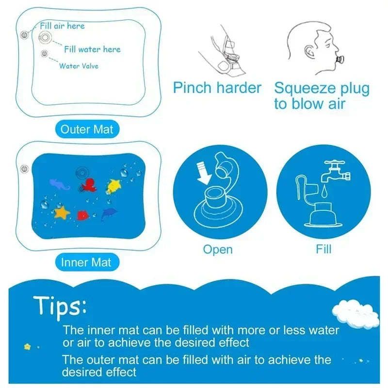 Coussin d'eau gonflable pour bébé, éveil sensoriel